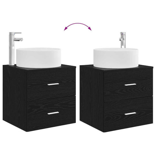 vidaXL Panglică Fără Lavoar cu Oglindă cu Lumină Stejar Negru