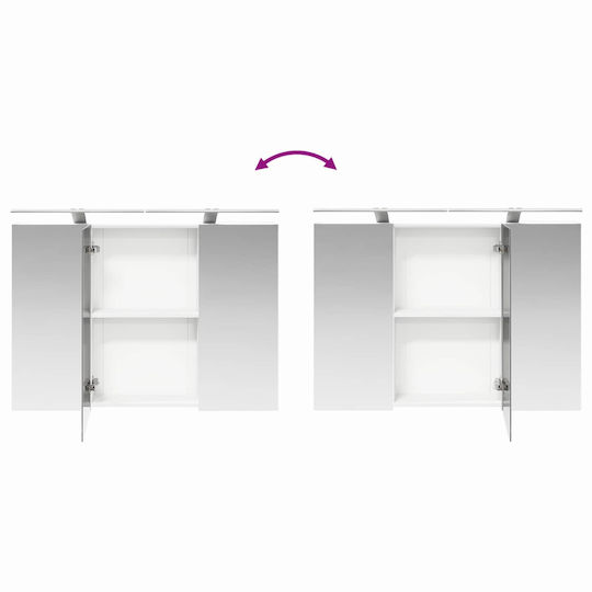 vidaXL Vanity Unit Without Sink With Mirror With Light White