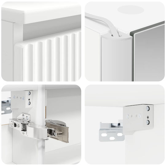 vidaXL Vanity Unit Without Sink With Mirror With Light White