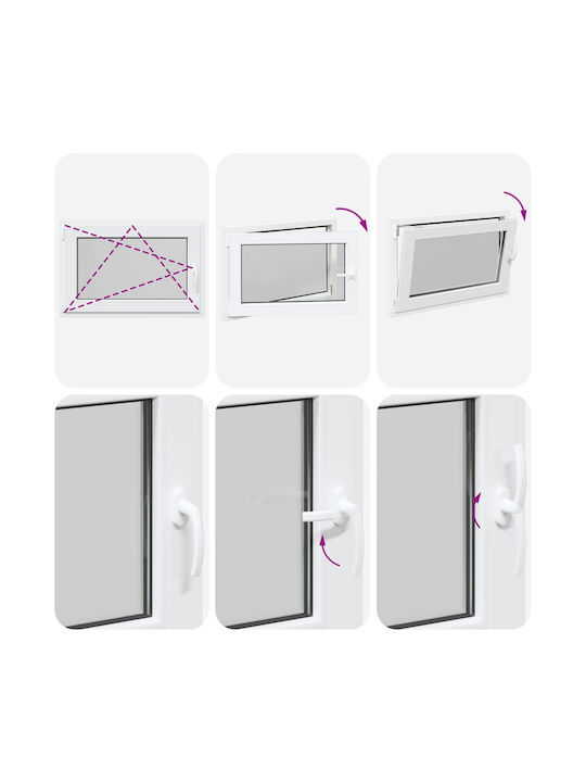 vidaXL Hinged PVC Window W90xH70cm