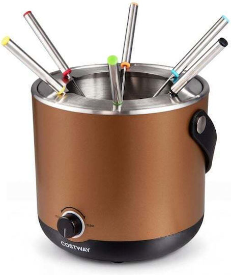 Costway Electric Fondue Pot Stainless Steel Brown 19x16.5cm