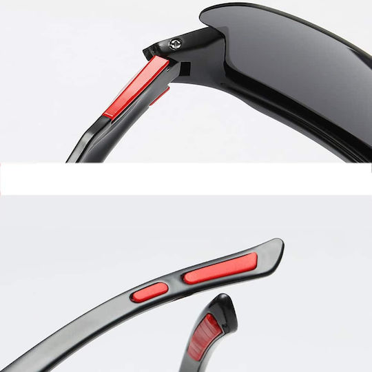 Techsuit Fahrradbrillen mit Schwarzem Rahmen und Mehrfarbigen Linsen