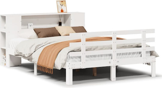 Double Bed for Mattress 160x200cm White