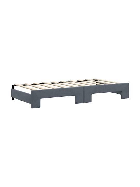 Kinderbett Bett Mit Samt Dunkelgrau Samt Mit Lattenrost & Matratze 90x190cm