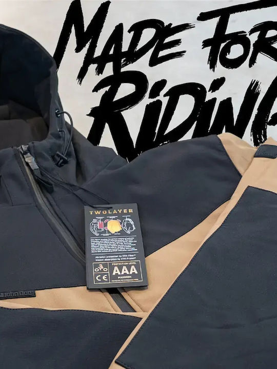 John Doe XTM V3 Softshell Rip Stop Χειμερινό Ανδρικό Μπουφάν Μηχανής Softshell Αδιάβροχο Brown / Black