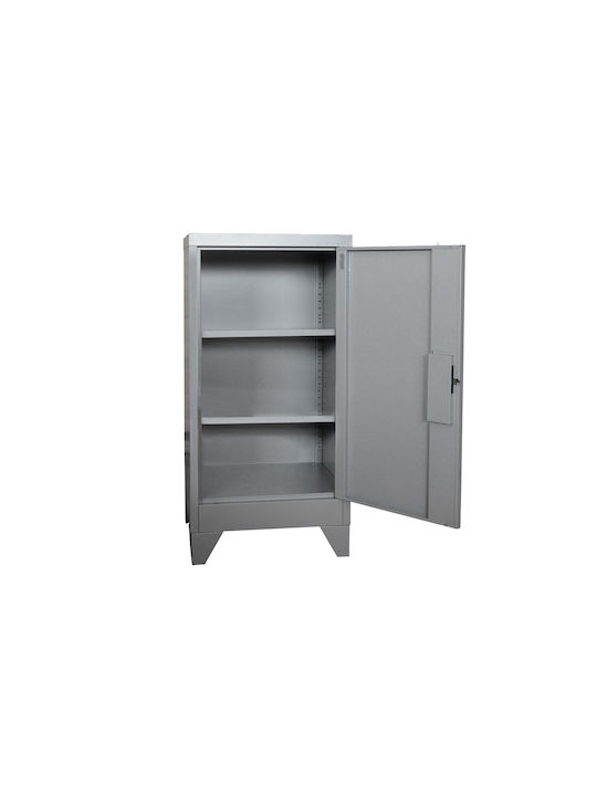Metallic Single-Leaf Outdoor Storage Cabinet Low-50 Galvanized Gray 50x45x101cm 1 Shelf 2 Compartments Adjustable Feet
