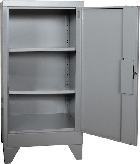 Metallic Single-Leaf Outdoor Storage Cabinet Low-50 Galvanized Gray 50x45x101cm 1 Shelf 2 Compartments Adjustable Feet Metallic Single-Leaf Outdoor Storage Cabinet Low-50 Galvanized Gray 50x45x101cm 1 Shelf 2 Compartments Adjustable Feet