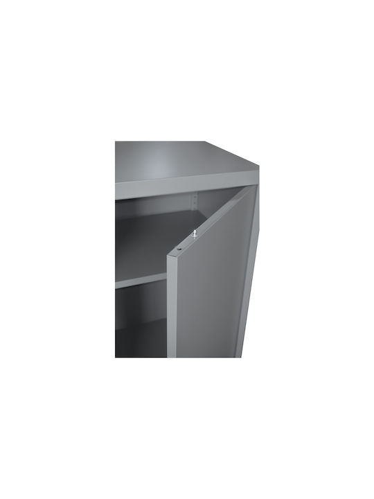 Metallic Single-Leaf Outdoor Storage Cabinet Low-50 Galvanized Gray 50x45x101cm 1 Shelf 2 Compartments Adjustable Feet