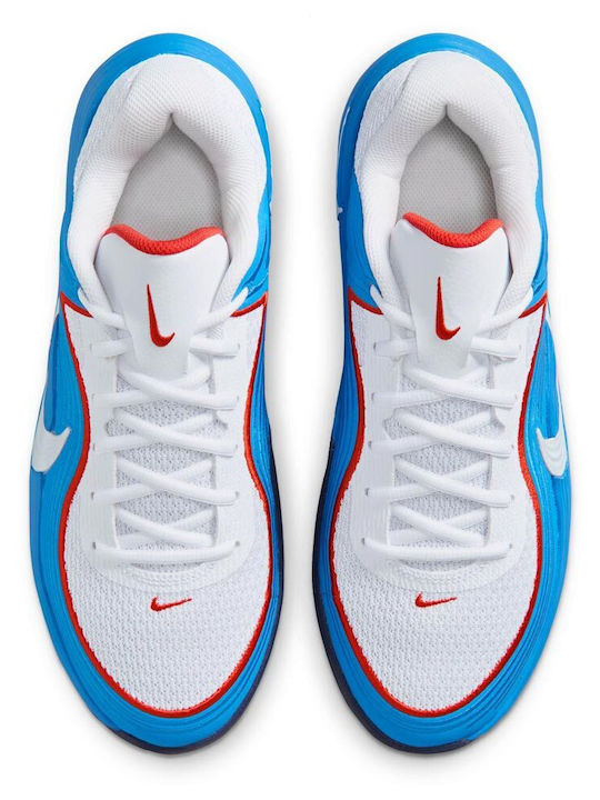 Precision 8 Low Basketball Shoes White / Light Photo Blue / Picante Red