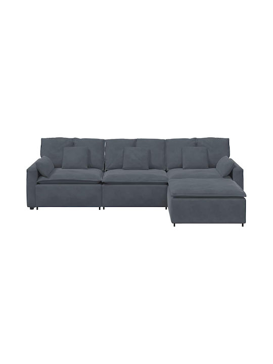 Corner Velvet Couch Dark Gray 324x205x64cm