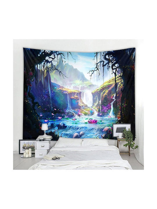 FRIPIA Decorative Tapestry Magical Forest Waterfall Handmade Made of Fabric 150x130cm