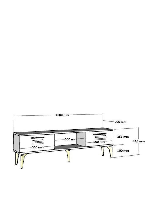 Έπιπλο Τηλεόρασης Γκρι Μ150xΠ30xΥ45cm