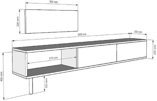 Black TV Stand L180xD30xH41cm