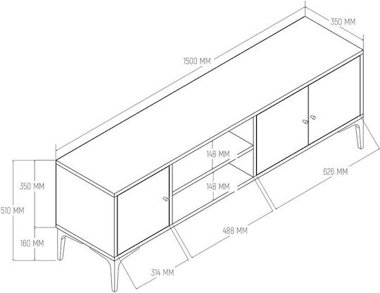 Έπιπλο Τηλεόρασης Κίτρινο Μ150xΠ35xΥ51cm