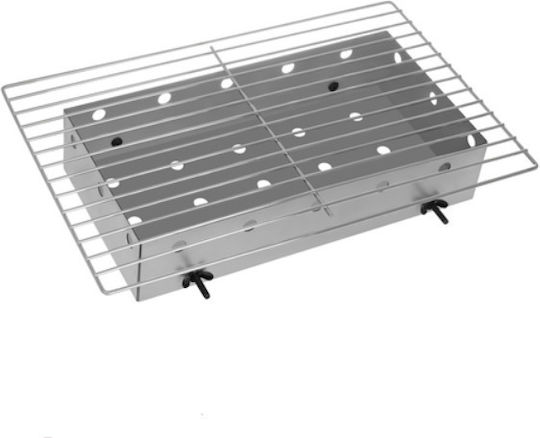 Grătar cu Cărbune Portabil Galvanizat cu Capac și Termometru 28x28cm