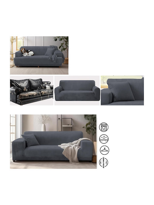Ελαστικό Κάλυμμα Γωνιακού Καναπέ Γκρι 300εκ.