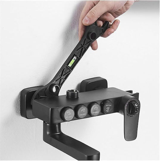 Cheie Multifuncțională Nivel Zola Pentru Alinierea Țevilor Robinetelor Instalații Sanitare Material Plastic Durabil Dimensiuni 190 Mm X 150 Mm Negru