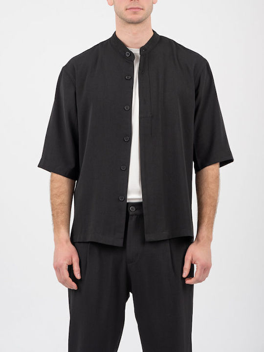 Langärmeliges Overshirt in Normale Passform Schwarz