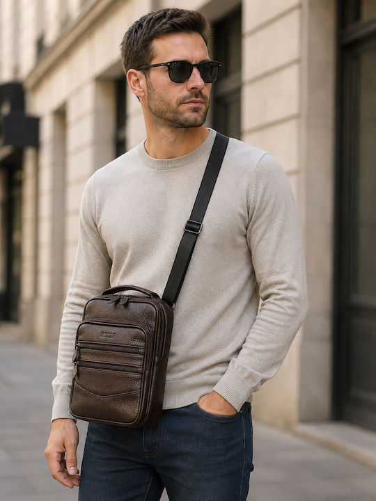 Leather Men's Shoulder / Crossbody Bag Brown