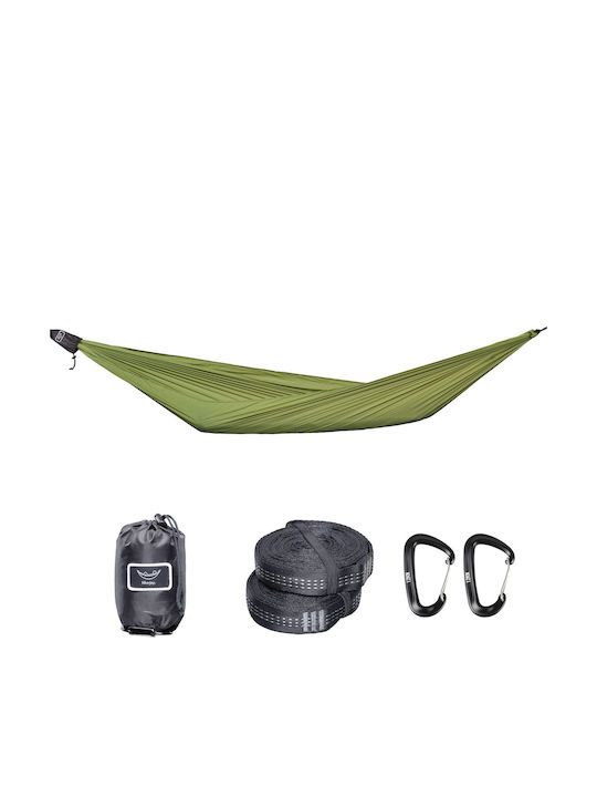Hikerjoy Ultra Light Hamac Olive Hamac Paracașă Material Textil Negru 270x20 cm