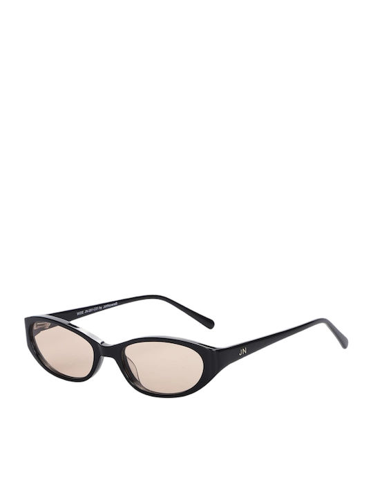 JohNocera Women’s Sunglasses With Black Horn-Rimmed Frame And Brown Lens JN-wide-c01