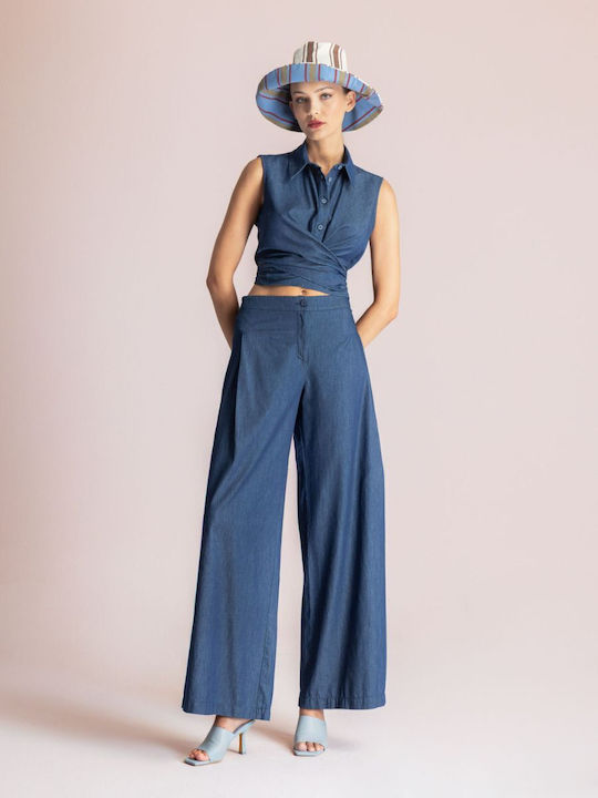 Sleeveless Women's Shirt Dark Blue