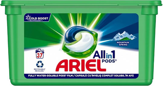 Ariel All In One Pods Mountain Spring 37 Κάψουλες Πλυντηρίου Πιάτων