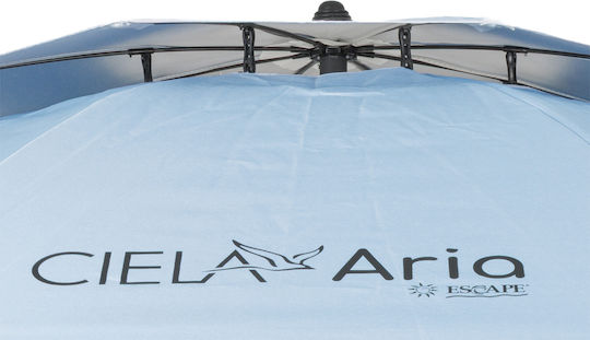 Escape Aria Ciela Folding Aluminum Beach Umbrella Diameter 1.8m with UV Protection and Air Duct Light Blue