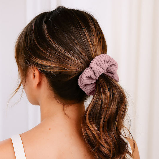 Classic Scrunchie Vintage Pink Ribbed Velvet Hair