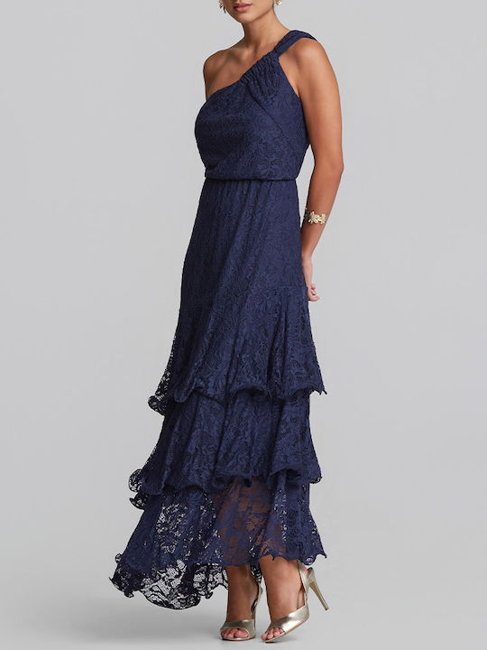 Summer Maxi Dress for Wedding Christening with Lace Blue
