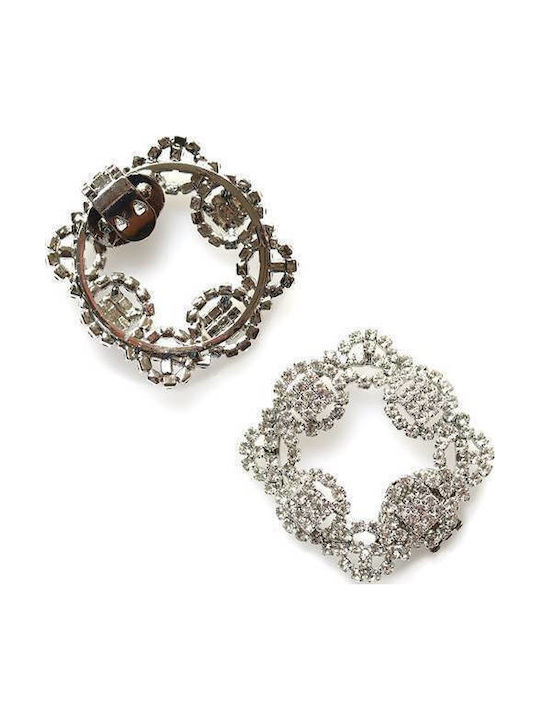 Set Pins Set Of 2 Square Brooch Shoe Clips Manolo Crystals Silver From Silver White