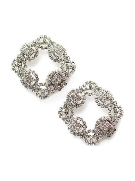 Set Pins Set Of 2 Square Brooch Shoe Clips Manolo Crystals Silver From Silver White