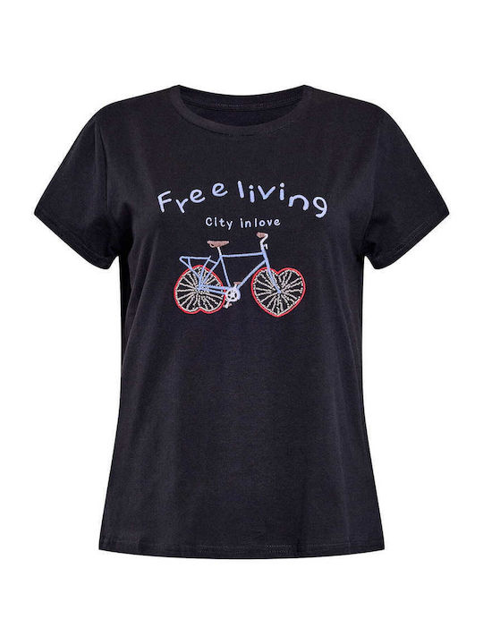 Celestino T-shirt Ποδήλατο Χάντρες Μαύρο