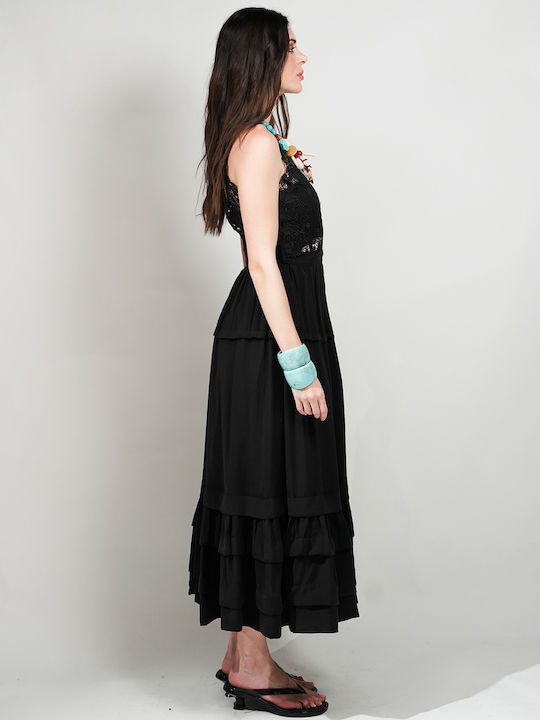 Sommer Midi Damenkleid Schwarz