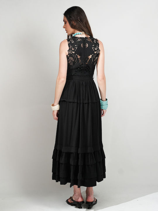 Sommer Midi Damenkleid Schwarz