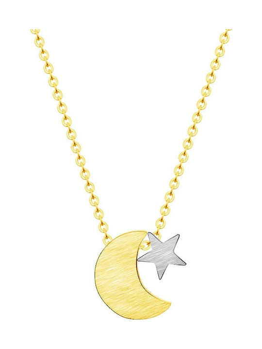Kette mit Mond- und Sternanhänger aus vergoldeter Legierung
