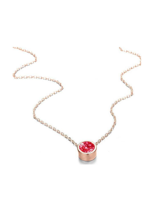 Colier October Moon cu Turmalină și Cristal Roz Choker din aliaj placat cu aur roz Design Lună cu placare roz