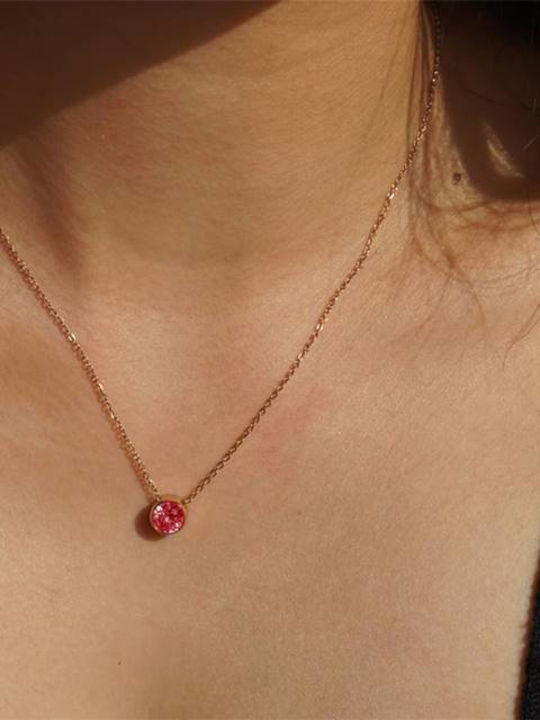 Colier October Moon cu Turmalină și Cristal Roz Choker din aliaj placat cu aur roz Design Lună cu placare roz
