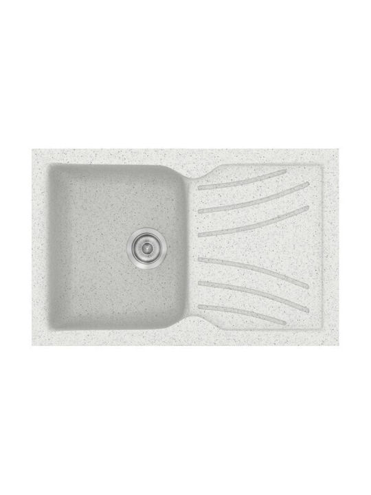 Sanitec Classic 337 Drop-In Kitchen Sink Inox with Faucet M86xW50cm White