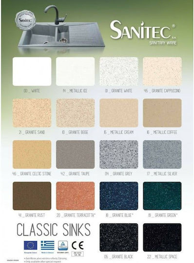 Sanitec Classic 302 Drop-In Küchenspüle Inox M96xB51cm Metallic Braun