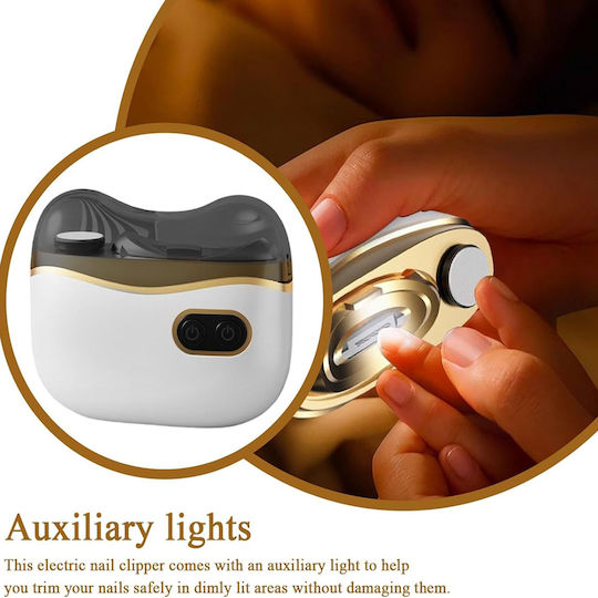 Electric Nail Clipper Nail Grinder 3 in 1 Rechargeable Led Light Zh-63284 White