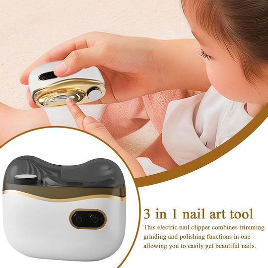 Electric Nail Clipper Nail Grinder 3 in 1 Rechargeable Led Light Zh-63284 White