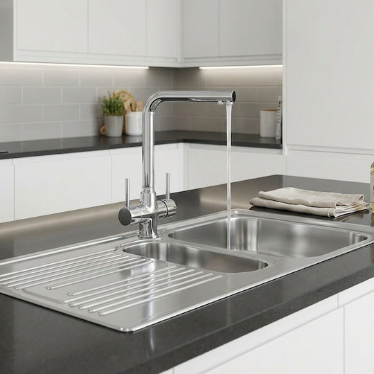 Sanitec Atlantic 10695 Επικαθήμενος Αριστερός Inox Μ100xΠ50cm