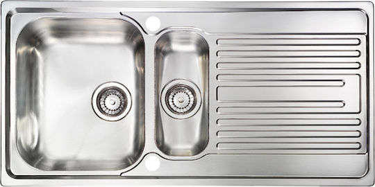 Sanitec Atlantic Kitchen Sink Vessel Left Handed Inox 100x50cm Silver