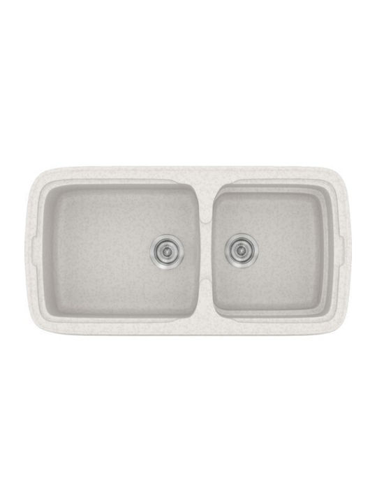 Sanitec Classic 305 Ένθετος Νεροχύτης Inox με Μπαταρία Μ96xΠ51cm Λευκός