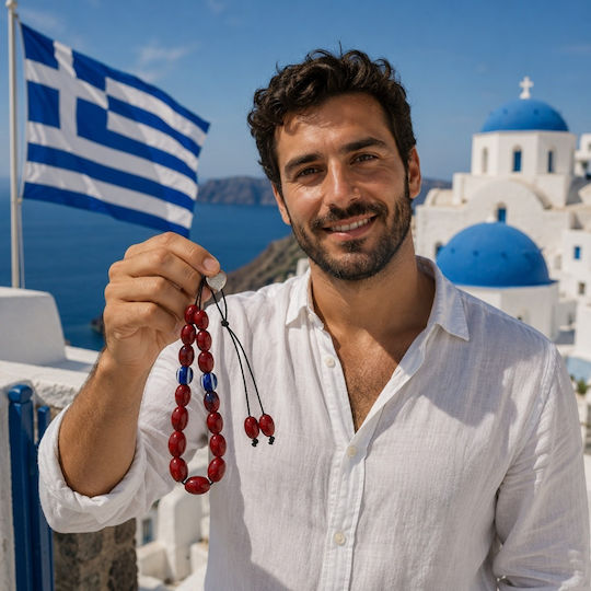 Panora Worry Beads with 2 Beads Made of Red Resin