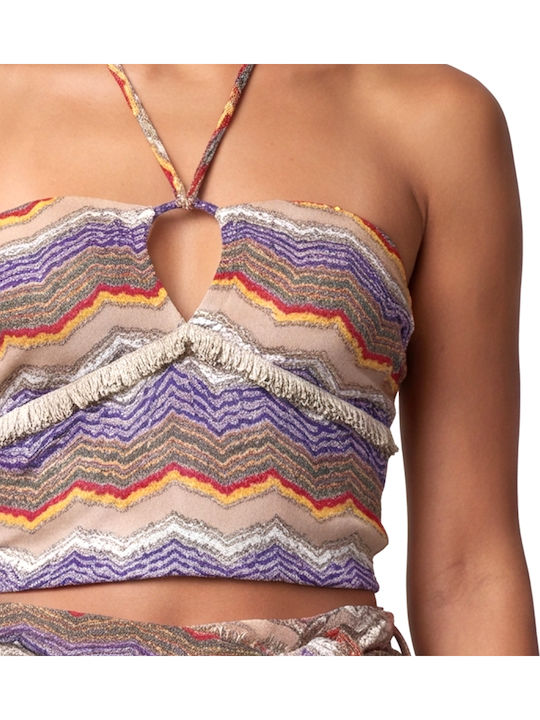 Γυναικείο Crop Top Αμάνικο Μπεζ- Μωβ- Πρασινο