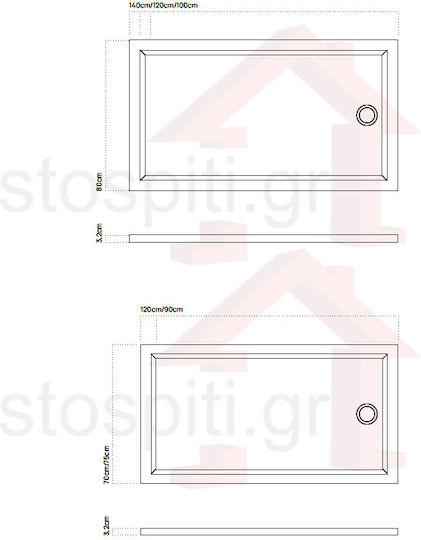 Sanitec Flat Classic Dusuri Acrilică 100x80cm Gri