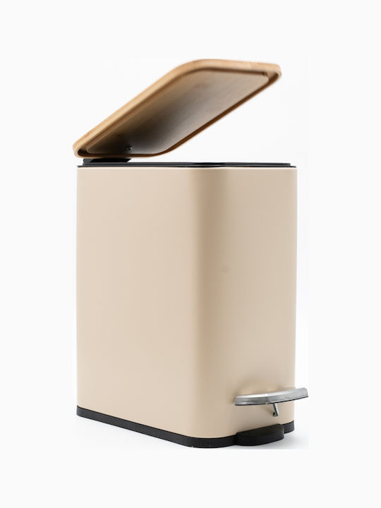 TnS Bamboo Slim Bamboo Καλαθάκι Μπάνιου Soft Close 5lt Μπεζ