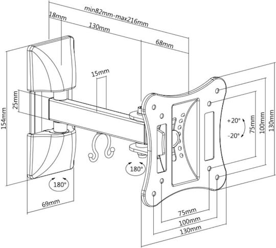 TV-Wandhalterung Stand Mit Schwenkarm 13" 27"